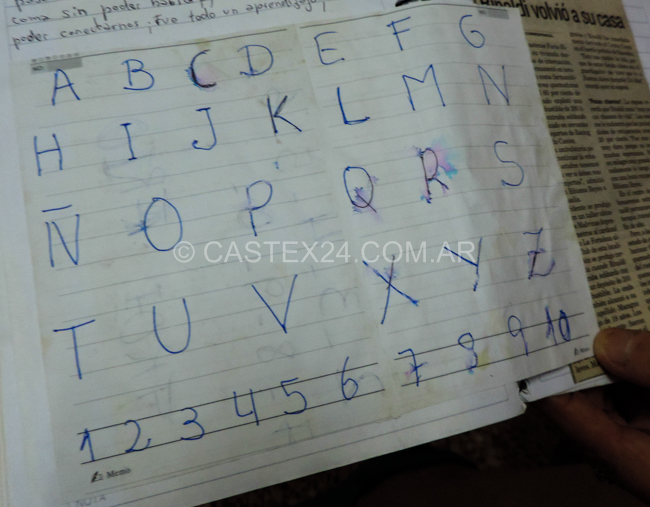 Este es el abecedario que hizo Bibiana para que Favio pueda comunicarse, él señalaba las letras ya que no podía hablar